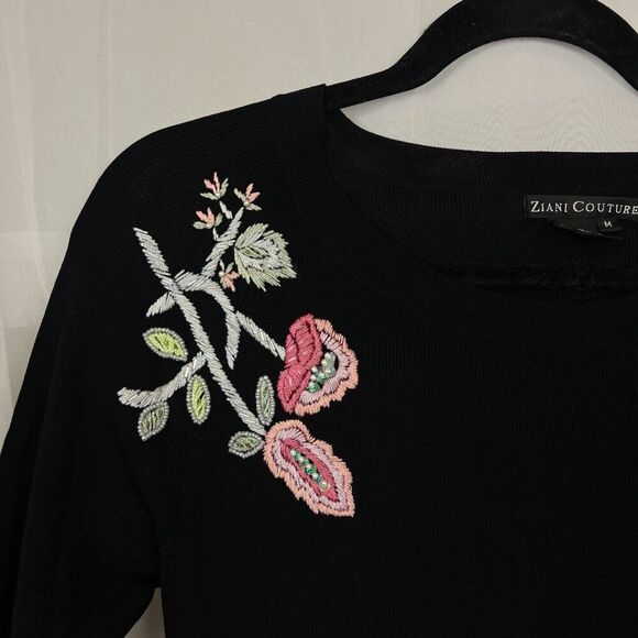 Ziani Couture sheer knit embroidered long sleeve Medium beaded whimsigoth y2k - Picture 5 of 6